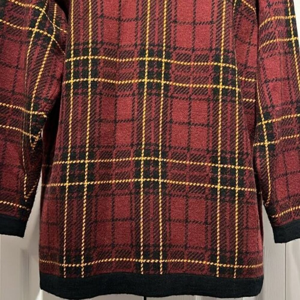 Jones New York Wool Blend Plaid Button Up Cardigan Size S fits S M - Picture 8 of 10